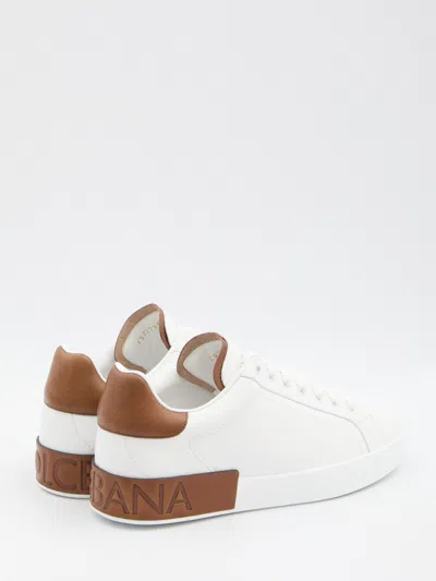 Dolce & Gabbana Portofino Leather Sneakers In Animal Print