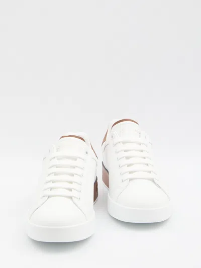 Dolce & Gabbana Portofino Leather Sneakers In Animal Print