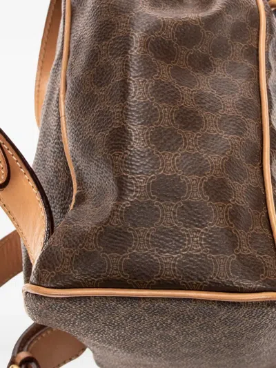 Pre-owned Celine Macadam-print Drawstring Backpack In Brown