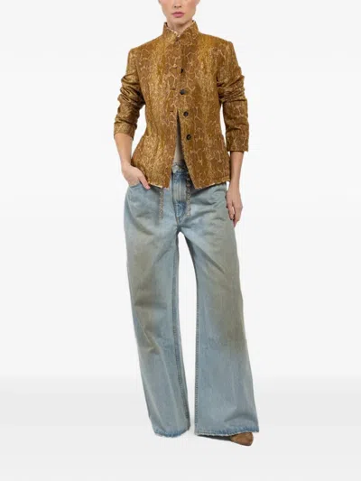 Masnada Button Textured Jacket In Brown