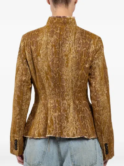 Masnada Button Textured Jacket In Brown