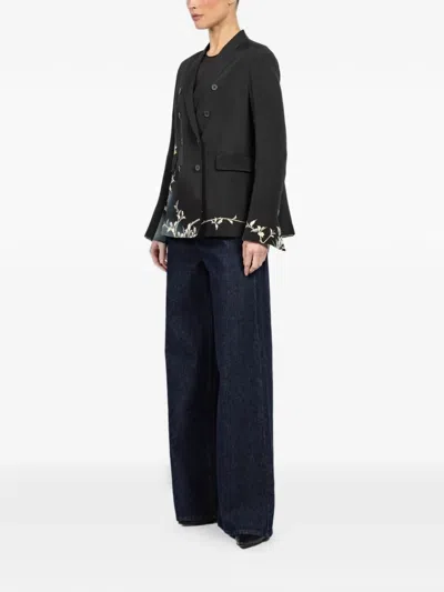 花卉印花双排扣西装夹克