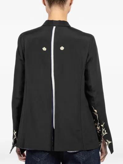 花卉印花双排扣西装夹克