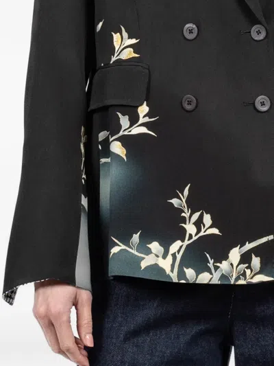 花卉印花双排扣西装夹克