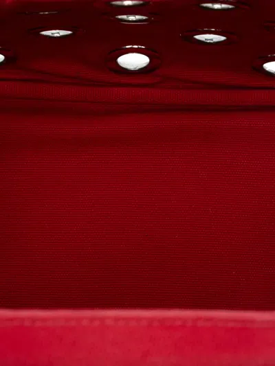 Pre-owned Prada 2013-2025 Small Canvas Canapa Grommet Satchel In Red