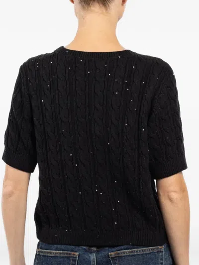 Frame The Sequin Gathered Sweater In Black