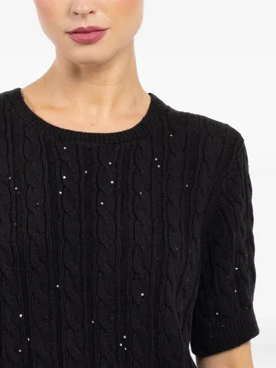 Frame The Sequin Gathered Sweater In Black
