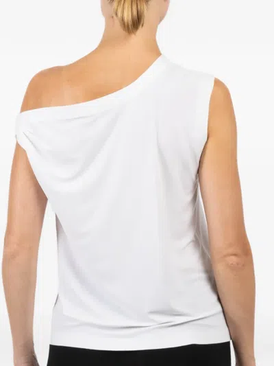 Norma Kamali Draped Shoulder Top In White