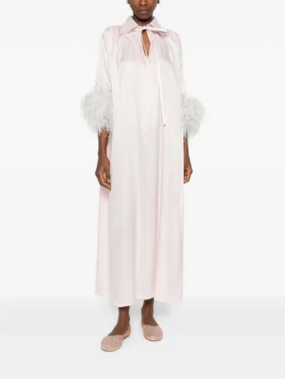 Reem Al Dhaheri Feather-trim Kaftan In Pink