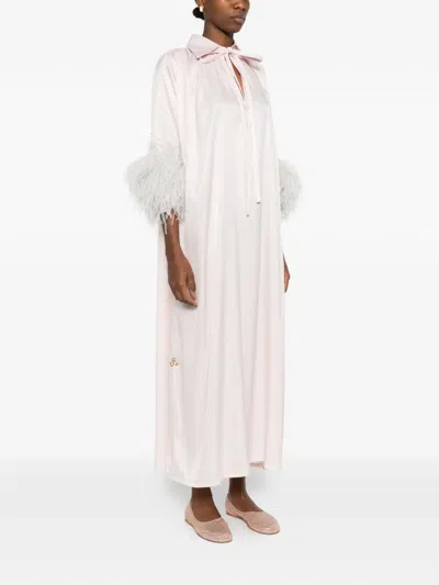 Reem Al Dhaheri Feather-trim Kaftan In Pink