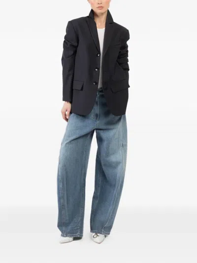 Tibi Button-fastening Single-breasted Blazer In Blue