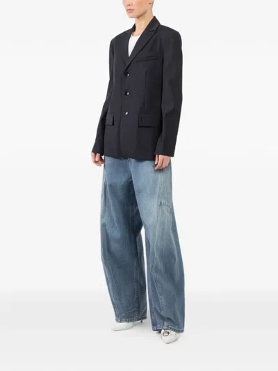 Tibi Button-fastening Single-breasted Blazer In Blue