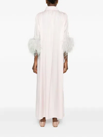 Reem Al Dhaheri Feather-trim Kaftan In Pink