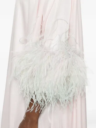 Reem Al Dhaheri Feather-trim Kaftan In Pink