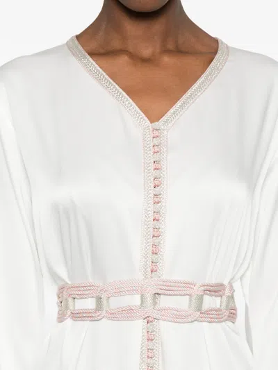 Reem Al Dhaheri Floral Embroidered Maxi Kaftan In Neutral