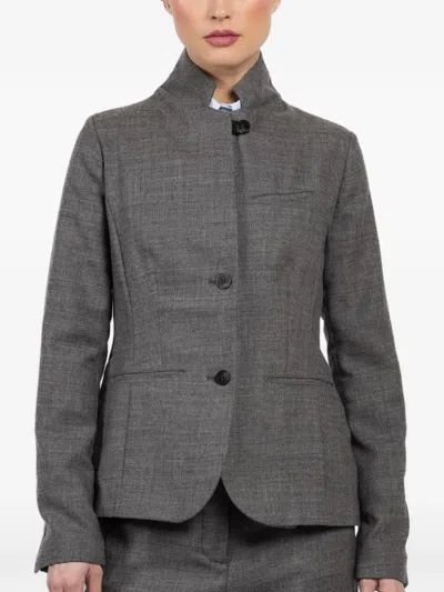 Hannes Roether Buttoned Notched-lapels Blazer In Gray
