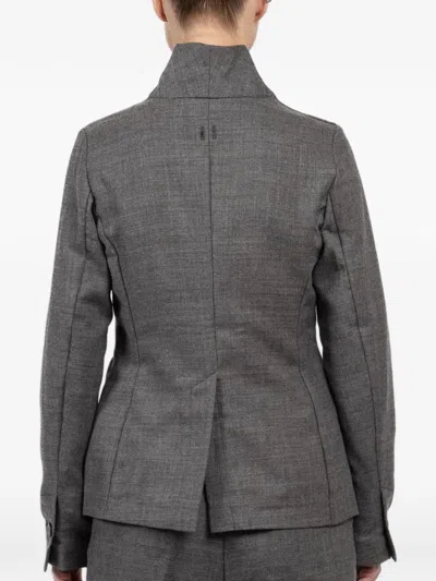 Hannes Roether Buttoned Notched-lapels Blazer In Gray