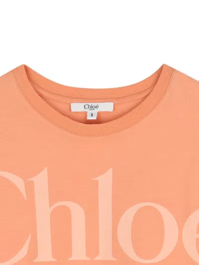 Chloé Cotton Name T-shirt In Orange