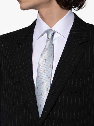 Alexander Mcqueen Skull-pattern Dotted Tie In Multi