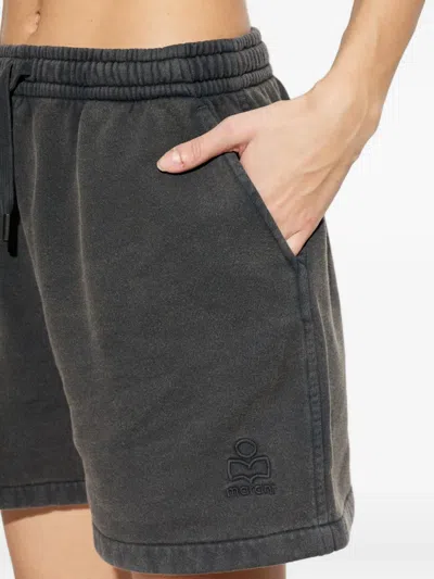 Isabel Marant Étoile Miranae Drawstring Embroidered Shorts In Gray