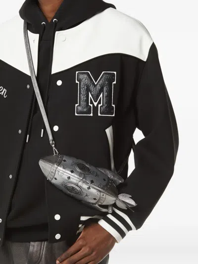 Mcm Rocket-design Messenger Bag In Silver