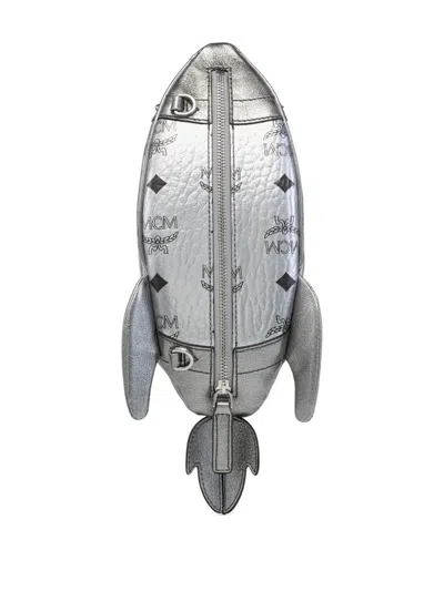 Mcm Rocket-design Messenger Bag In Silver