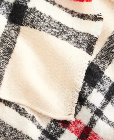 Fraas Plaid Boucle Ruana Wrap In Sand