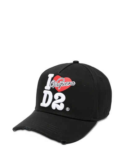 Dsquared2 Distressed Logo-detail Baseball Cap In Black
