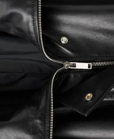Mango Oversize Leather Bomber Jacket In Black