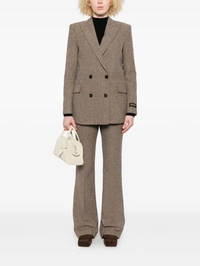 Ermanno Brown Silk Nylon Trousers In Brown