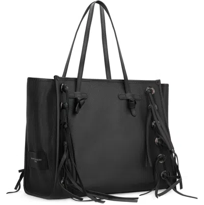 Gianni Chiarini Marcella Black Leather Bag With Fringes In Black