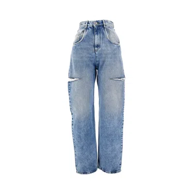 Maison Margiela High-rise Jeans With Side Rips In Blue