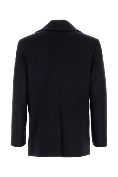 Givenchy Midnight Blue Wool Coat In Black