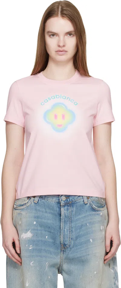 Casablanca Women Airbrush Smiley Fitted Short-sleeve T-shirt In Pink