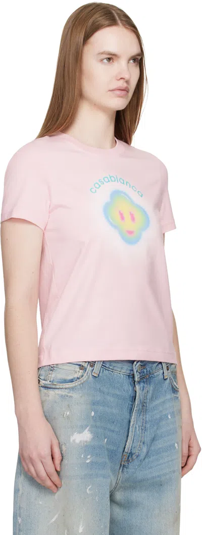 Casablanca Women Airbrush Smiley Fitted Short-sleeve T-shirt In Pink