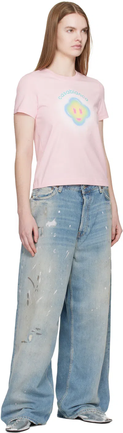 Casablanca Women Airbrush Smiley Fitted Short-sleeve T-shirt In Pink