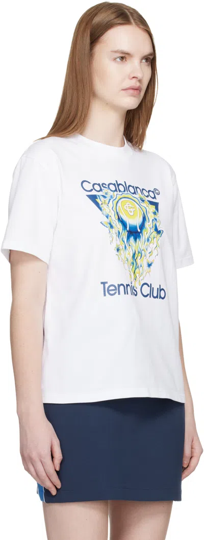 Casablanca Tennis Club Boxy Front Flame Cotton T-shirt In White