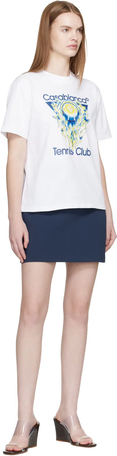 Casablanca Tennis Club Boxy Front Flame Cotton T-shirt In White