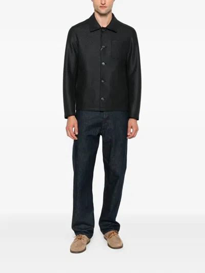 Herno Button-fastening Patch-pocket Jacket In Black