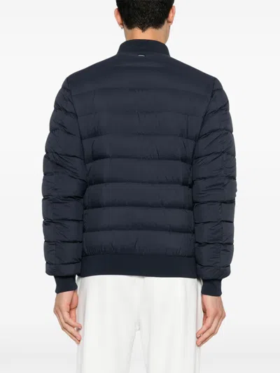 Herno Short Down Jacket Baseball Collar In Blue