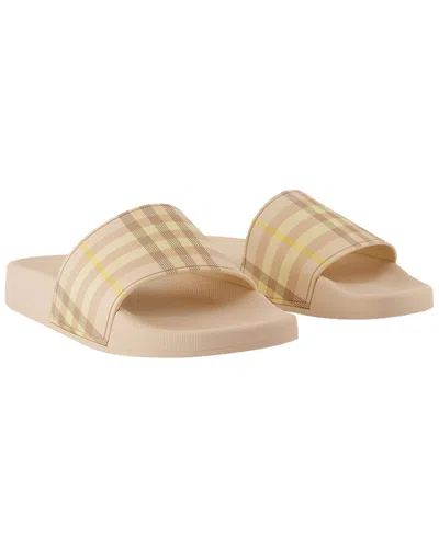 Burberry Furley Check Slide Sandals In Neutral