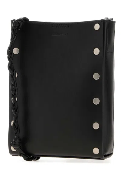 Jil Sander Black Leather Tangle Crossbody Bag In Red