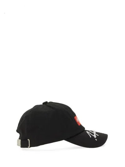 Kenzo Men Baseball Cap With Embroidered Logo In Black