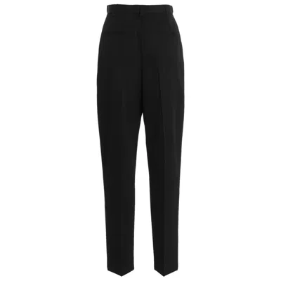 Tory Burch High Waist Wool Twill Trousers With Pleats In Multi