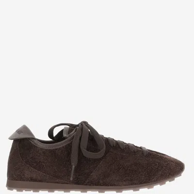 Jacquemus The Tennis Leather-trimmed Suede Sneakers In Brown