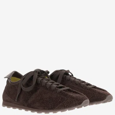 Jacquemus The Tennis Leather-trimmed Suede Sneakers In Brown