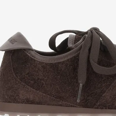 Jacquemus The Tennis Leather-trimmed Suede Sneakers In Brown