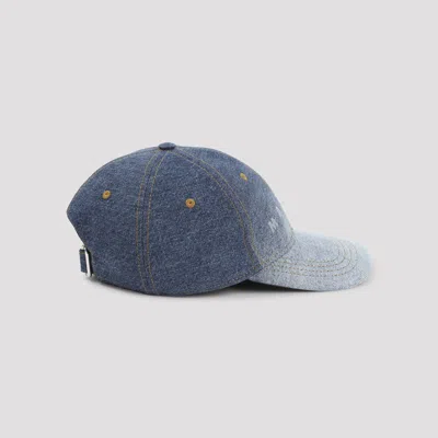 Marni Blue Denim Logo Baseball Hat In Blue