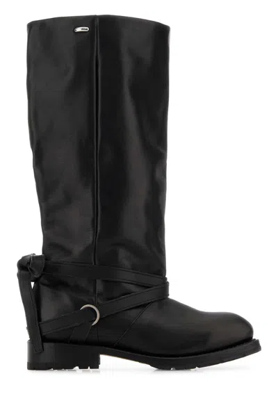 Our Legacy Black Leather High Engine Boots In Black
