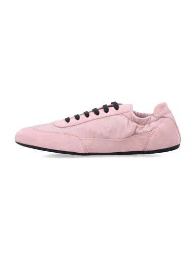 Prada Collapse Re-nylon And Suede Womans Sneakers In Pink